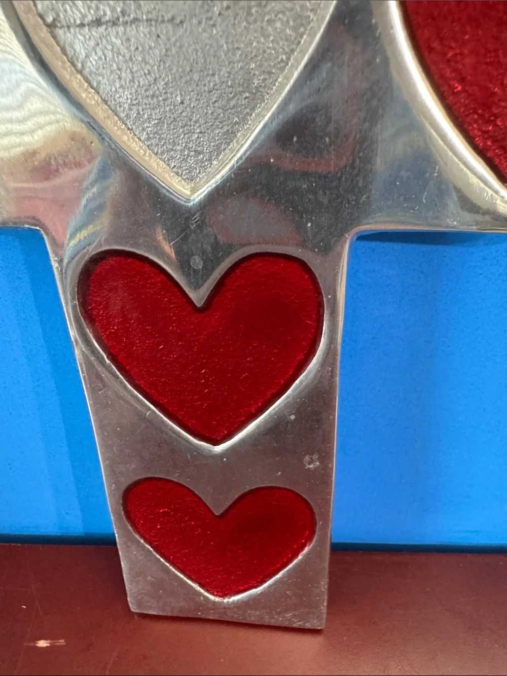 Vintage Cross Signed A La Carte Silver Tone Metal Pewter Mexican Folk Art #69